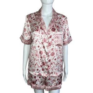Haute Hippie Pink White Floral Pajama Set M